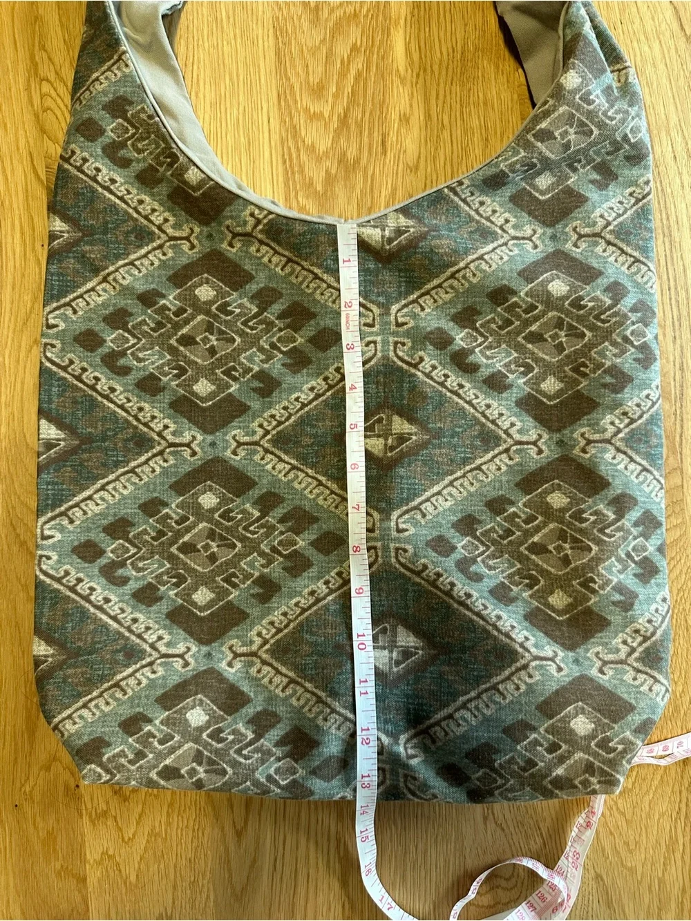 Boho Geometric Large Hobo Bag in Green and Brown